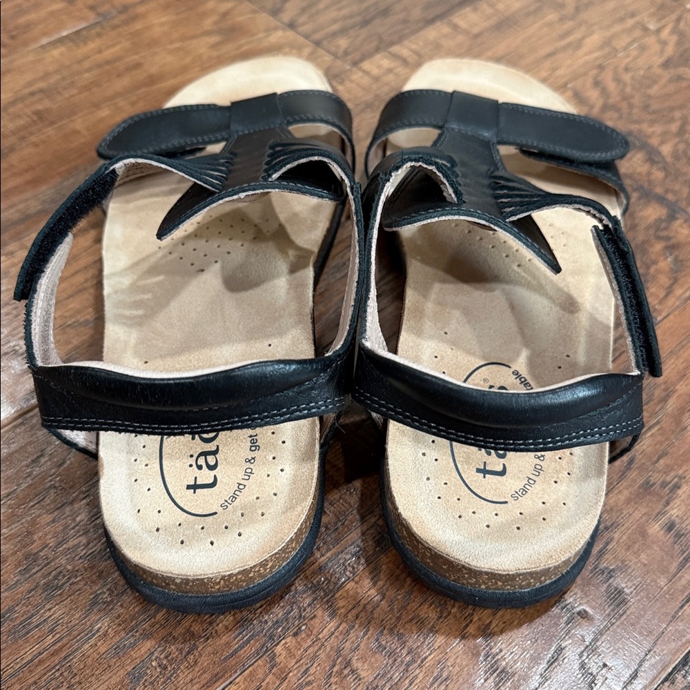 Taos Footwear Wonderful Black Leather Women's Slingback Sandals - Picture 4 of 7